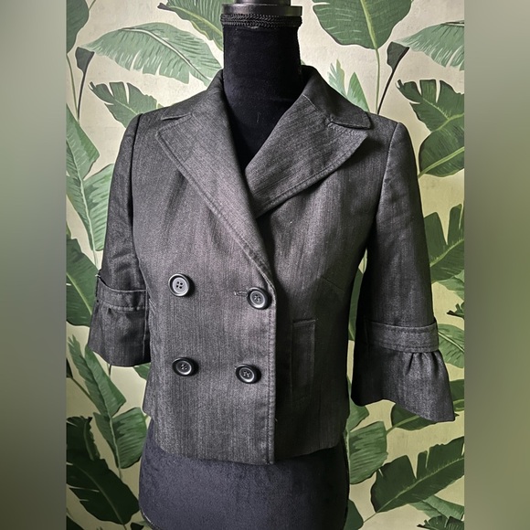 Ann Taylor LOFT Womens Black Blazer Jacket 00P 3/4 Sleeves - Picture 3 of 7